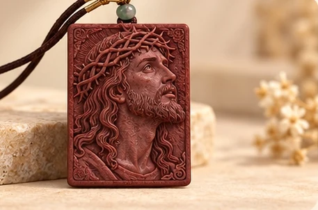 Crown of Thorns · Plaque — Christ looks upwards beneath a crown of thorns.
