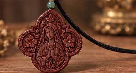 Mary · Floral Quatrefoil — Mary in prayer inside a four-lobed floral frame.